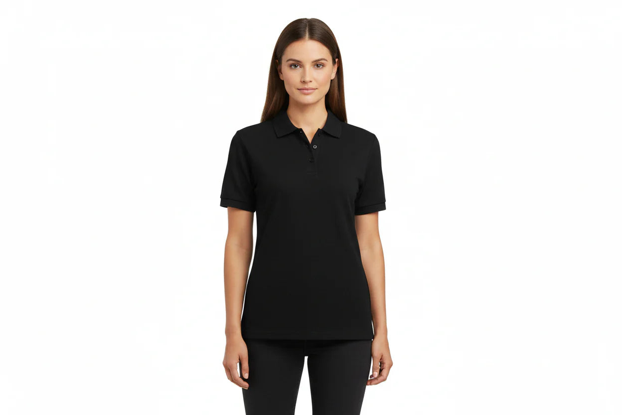 Slitstark dam polo-t-shirt i svart