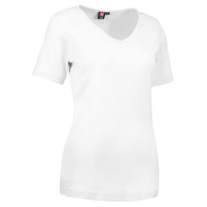 Vit dam t-shirt med v-ringning