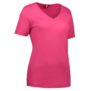 Rosa damt-shirt med V-ringning