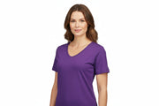 Lila dam t-shirt med V-ringning