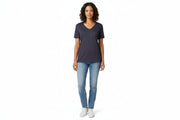Navy damt-shirt med V-ringning
