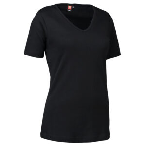 Svart dam-t-shirt med V-ringning