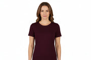 Dam t-shirt med rund hals i mörk bordeaux