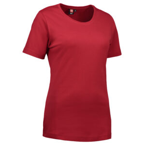Röd dam-t-shirt med rund hals