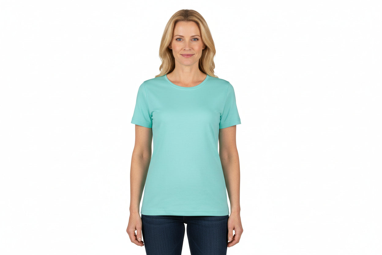Mintfärgad damt-shirt med rund hals