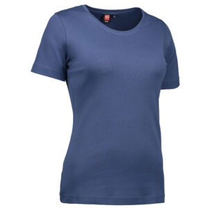 Indigofärgad t-shirt med rund hals för dam