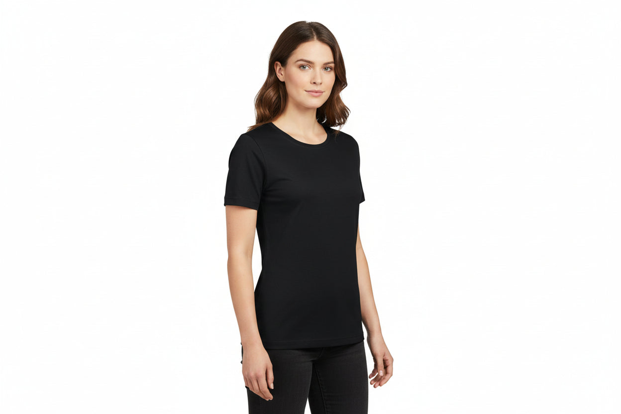 Svart t-shirt med rund hals för dam