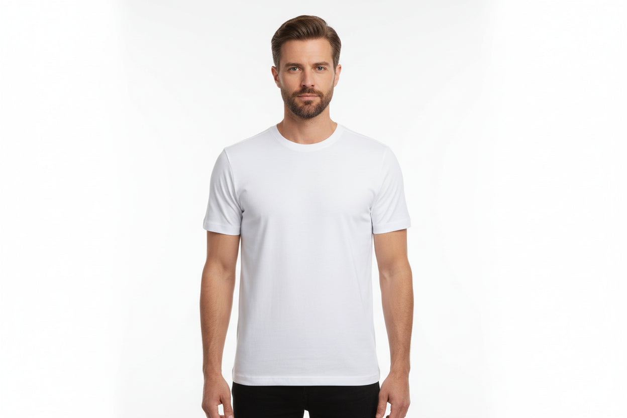 Vit t-shirt med rund hals för herrar