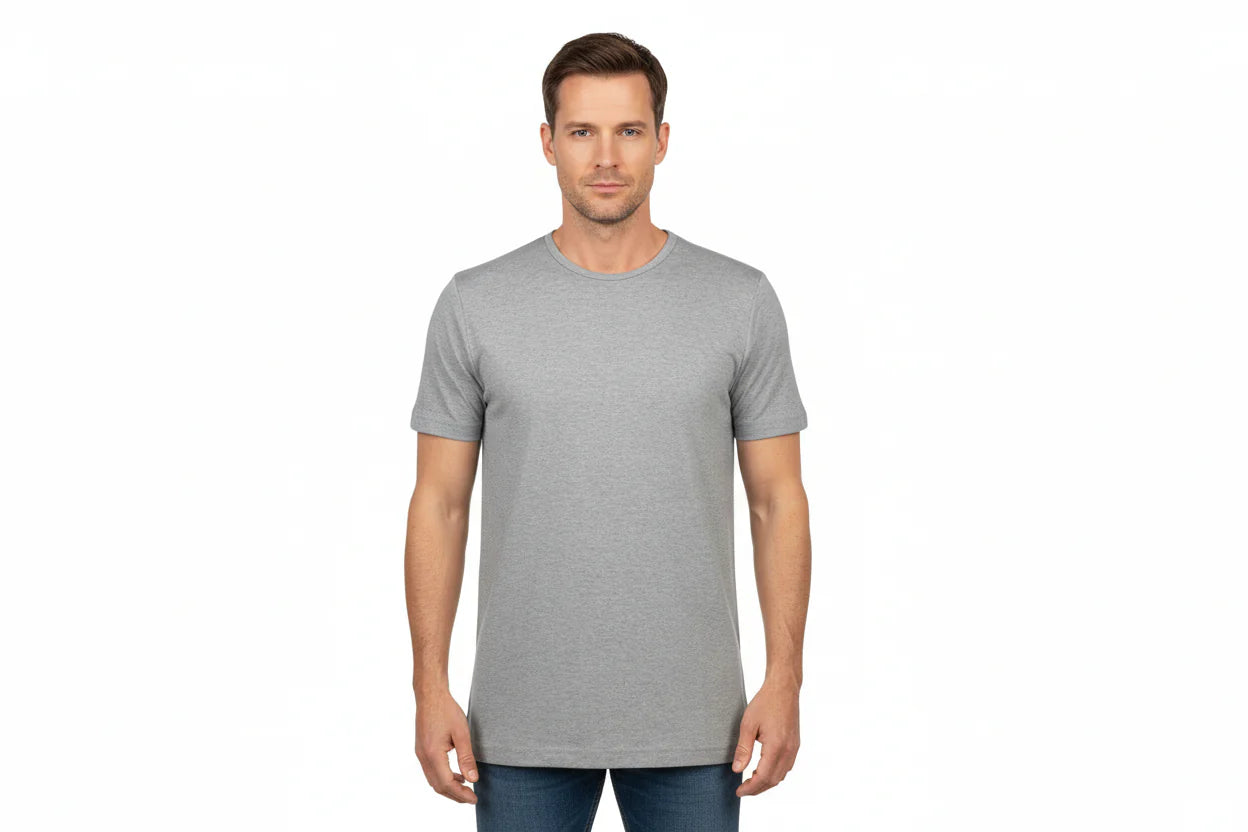 Grå t-shirt med rund hals för män