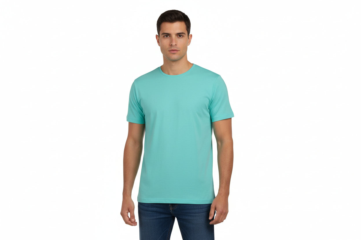 Mintfärgad t-shirt med rund hals för herrar