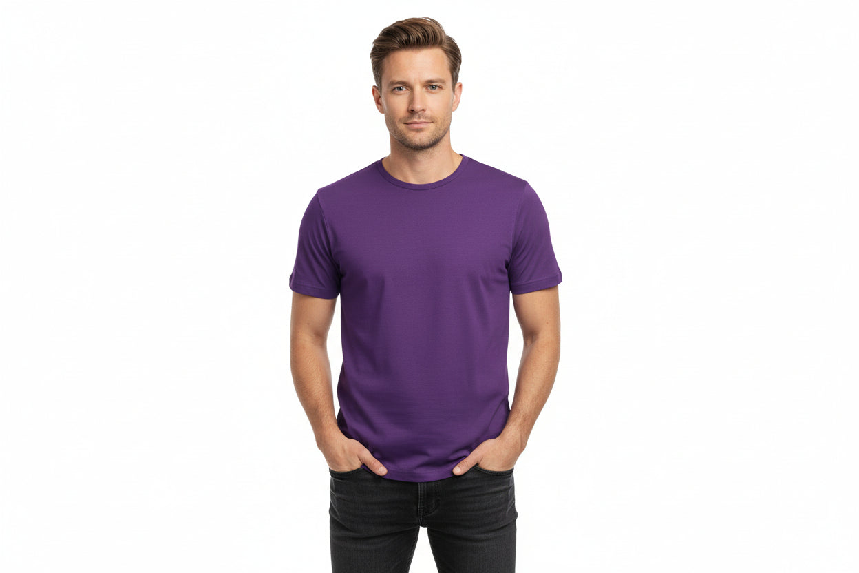Lila t-shirt med rund hals för herr