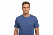 Indigoblå t-shirt med rund hals till herr