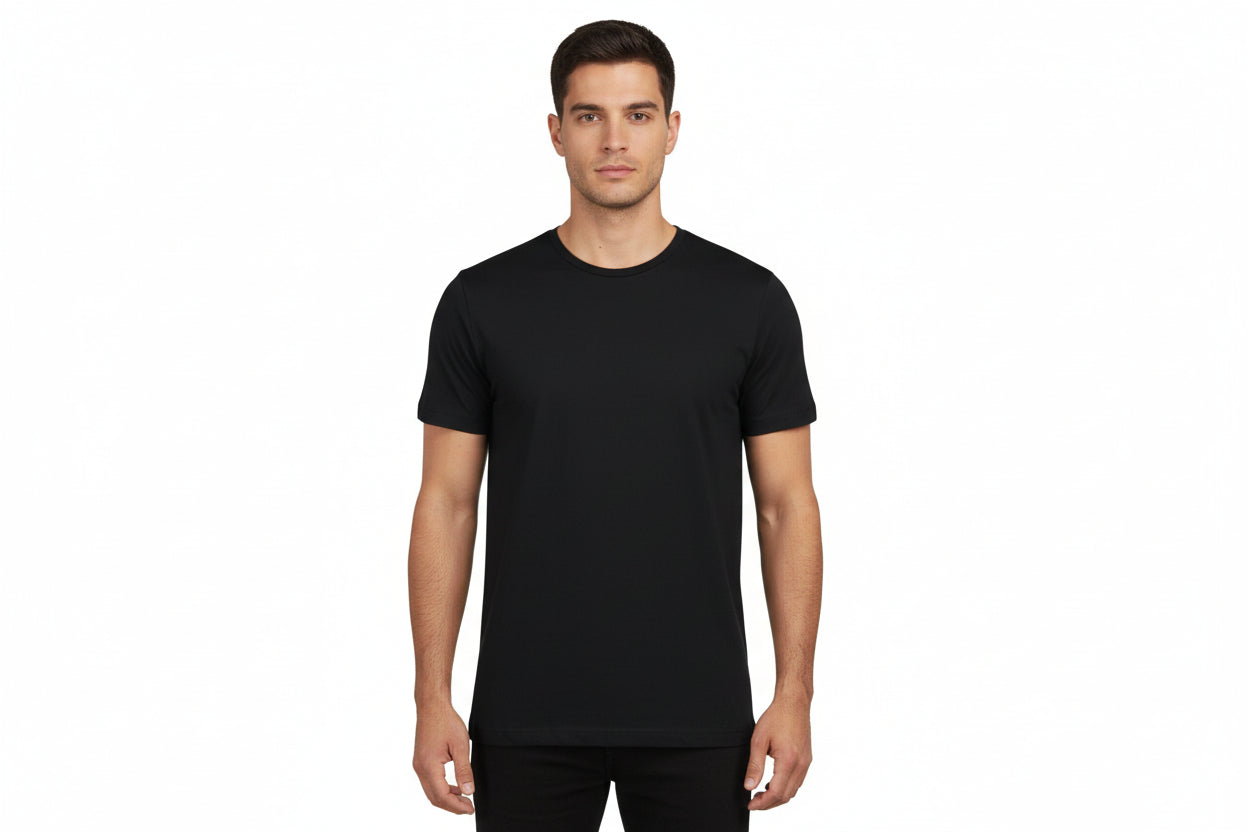 Svart t-shirt med rund hals för män