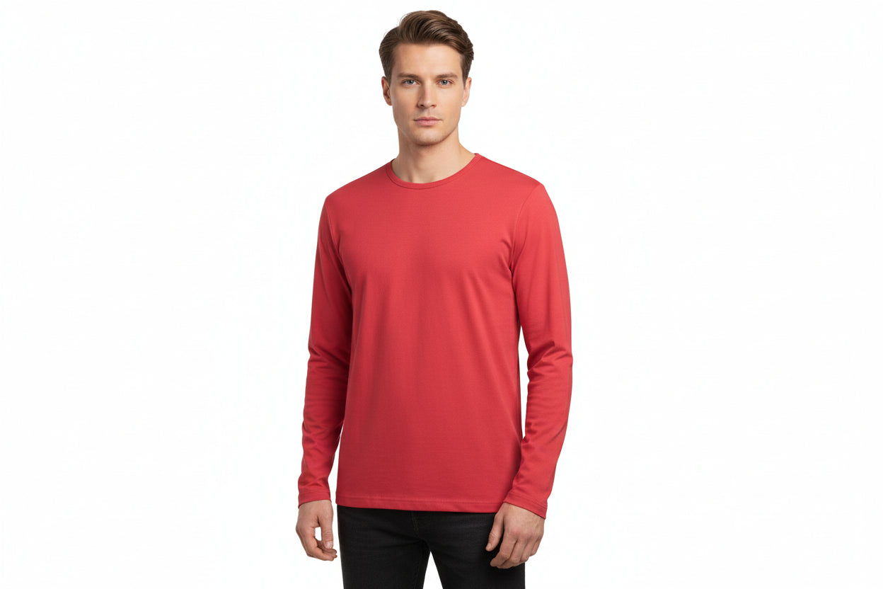 Röd långärmad t-shirt för herr