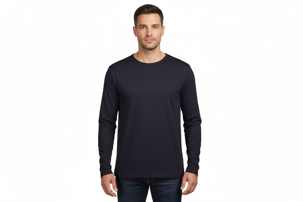 Marinblå långärmad t-shirt för herr