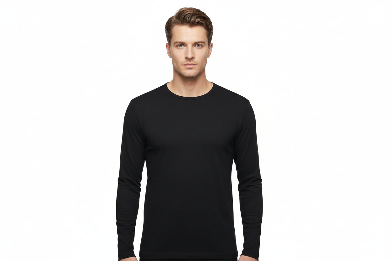Svart långärmad t-shirt för män