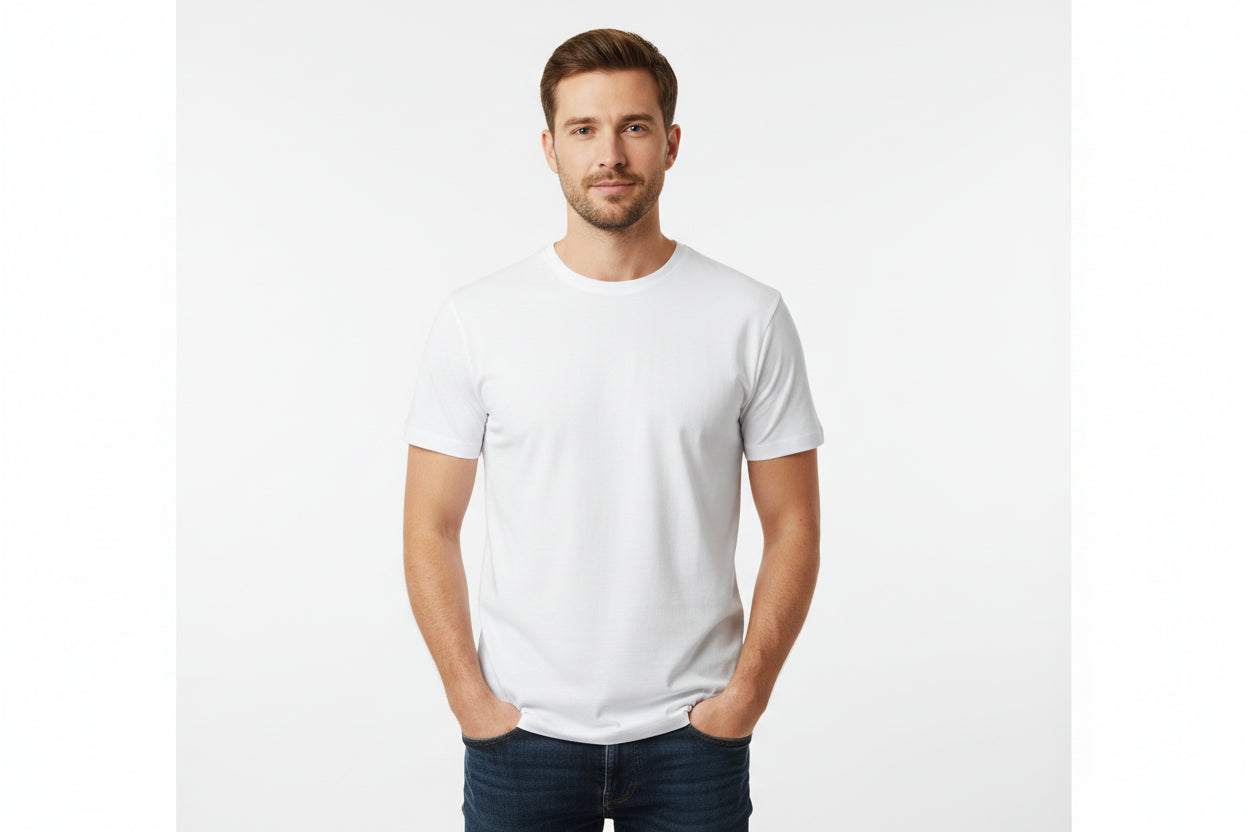 Vit stretch-t-shirt för herr