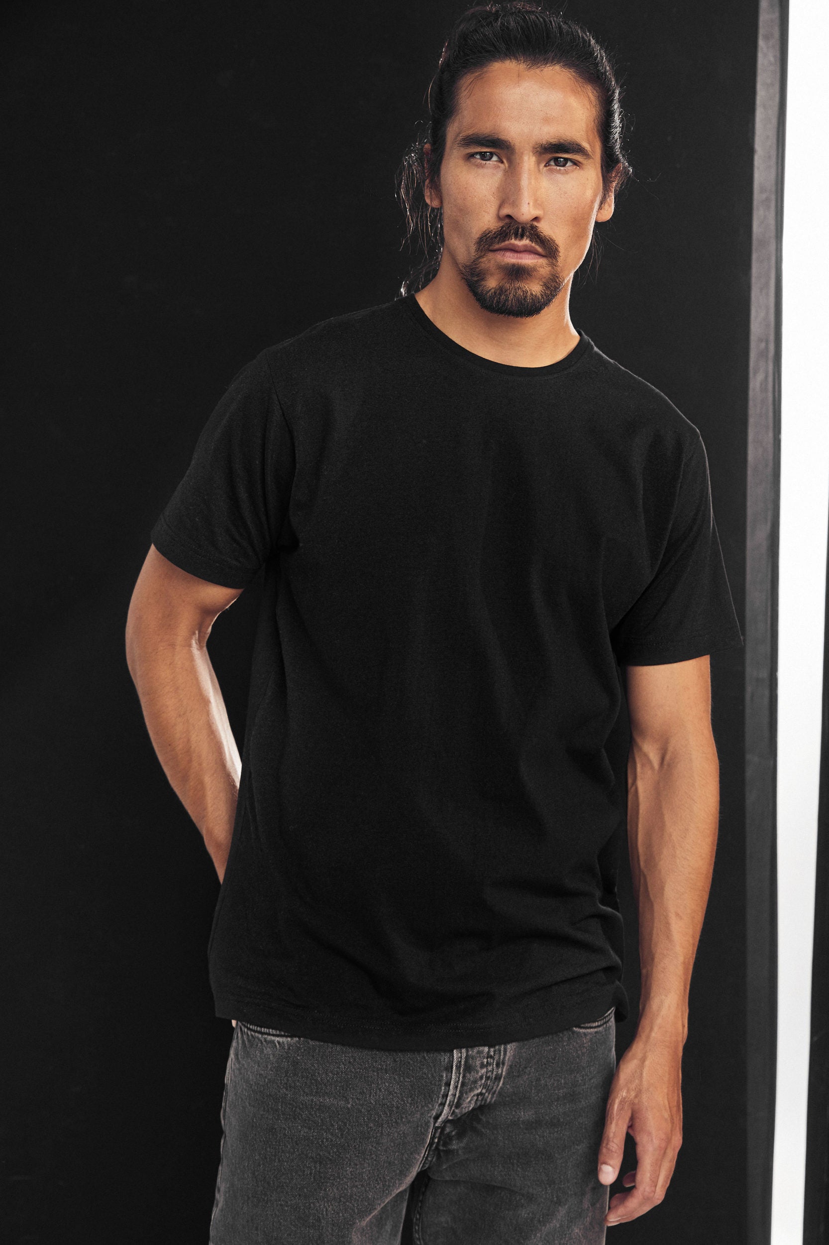 Stretch-t-shirt för herr i svart