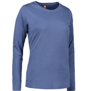 Indigofärgad långärmad dam-t-shirt