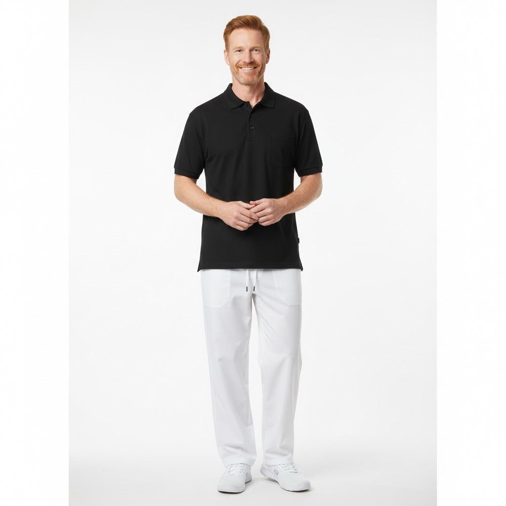 Nybo svart herr Basic polo-t-shirt, slitstark, bröstficka
