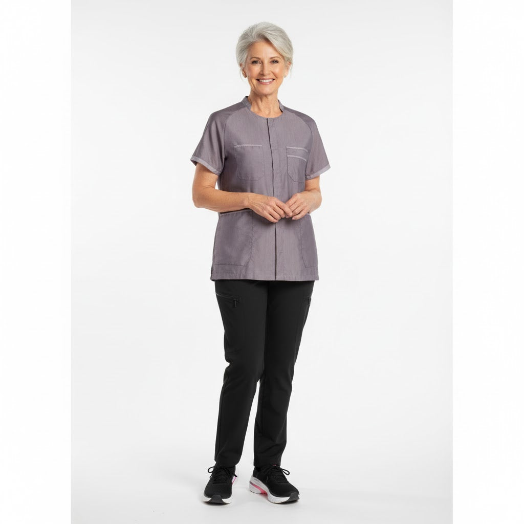 Nybo Bordeaux Unisex Comfort Skjorte/Tunika, Andningsbar, Elastisk, Slitstark