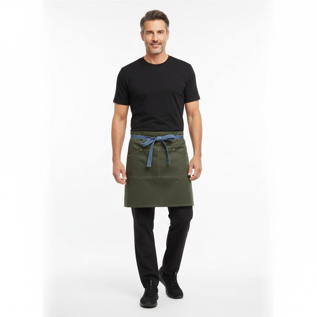 Nybo Brun/Denimblå Unisex New Nordic Förkläde — Hållbart med Fickor