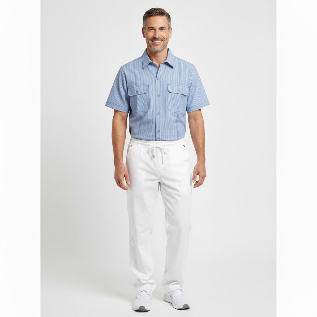 Nybo Blårandig Unisex Fresh-skjorta, justerbar resår och slitsar
