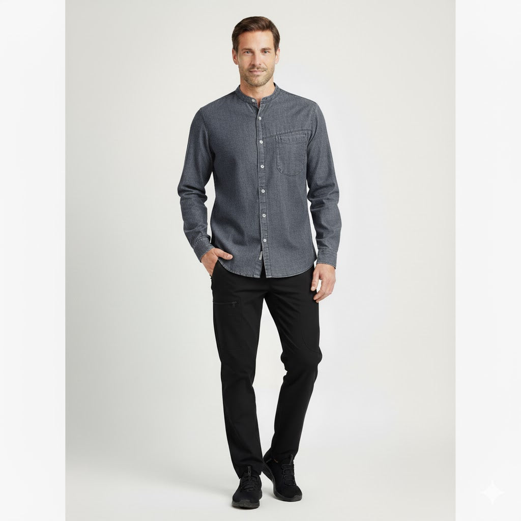 Nybo Denimblå Unisex New Nordic Gastrojacka, Långa ärmar, Elastisk komfort