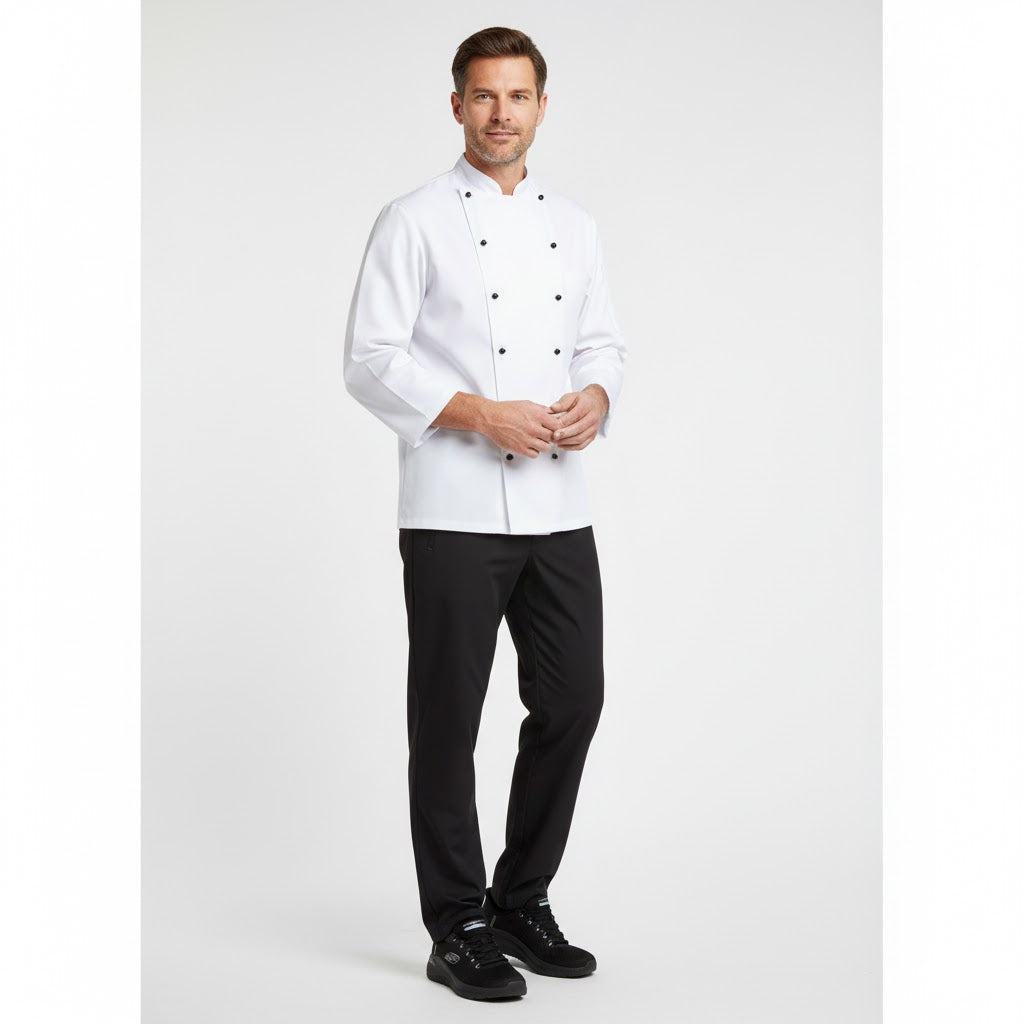 Nybo Hvid Unisex Gourmet Kokkejakke, Komfort, Bomullssatin