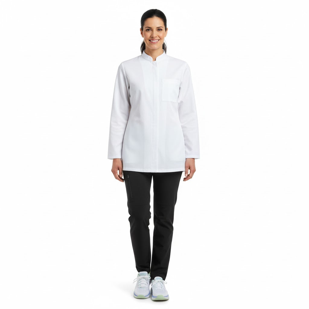 Nybo Vit Unisex New Nordic Kockjacka, Långärmad, Elastisk, Snabbtorkande