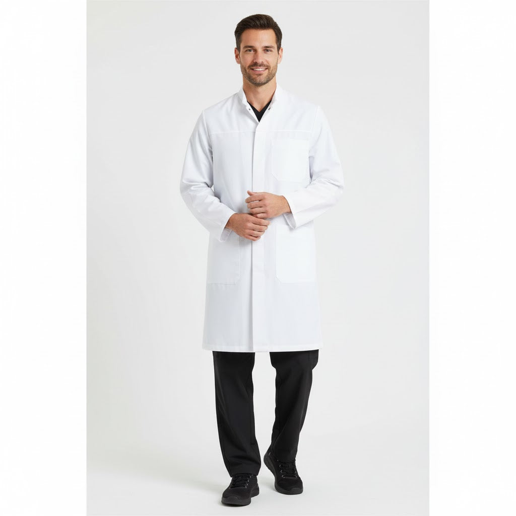 Nybo Vit Unisex HACCP-kittel, reglerbara ärmar, slitstark