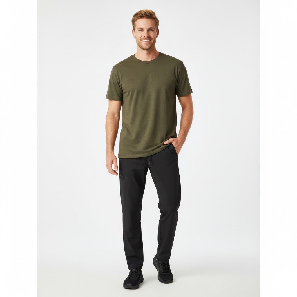 Nybo Oliven Herre Basic T-shirt, slitstark, klassisk modell