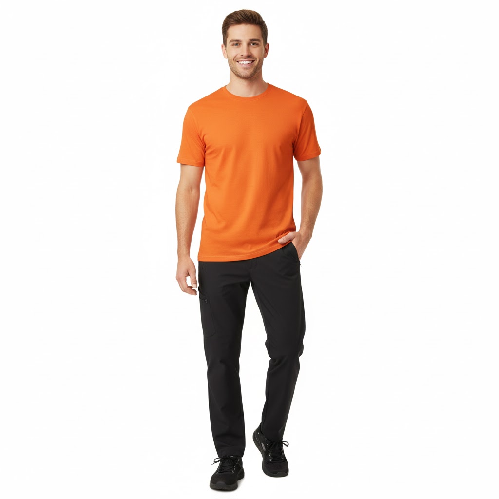 Nybo Orange Herr Basic T-shirt, Klassisk modell, Slitstark