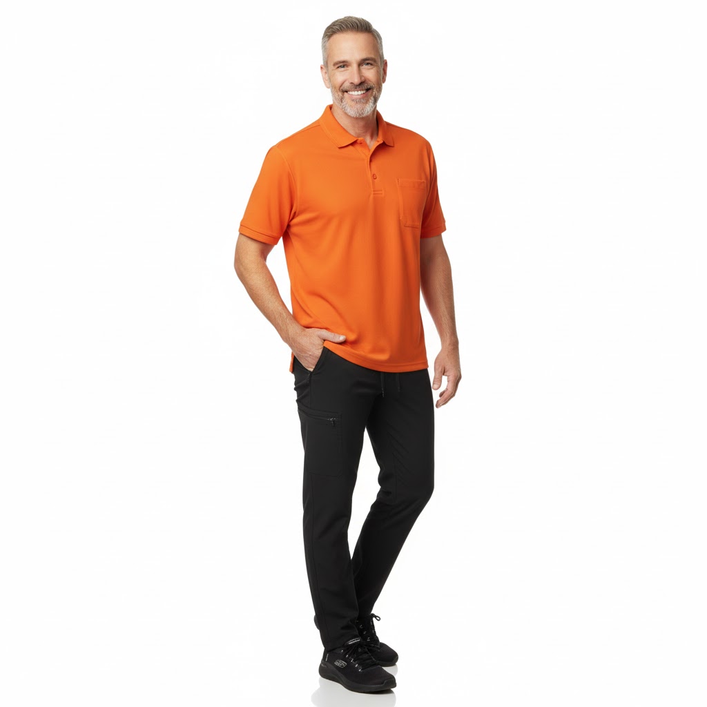 Nybo Orange Herr Prowear Polo, slitstark, bröstficka