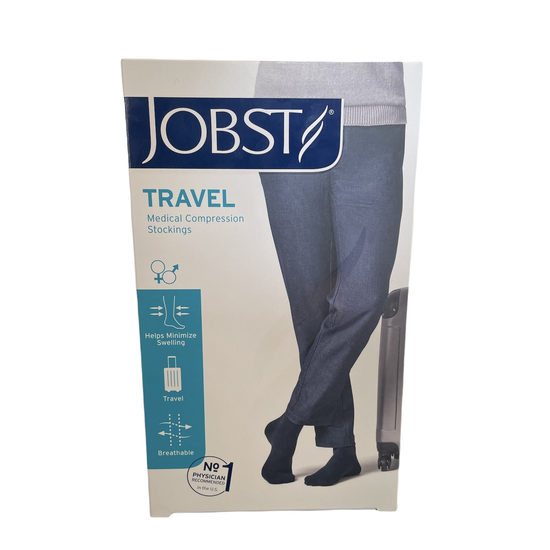 Jobst knälånga resestrumpor i svart, klass 1 med tå