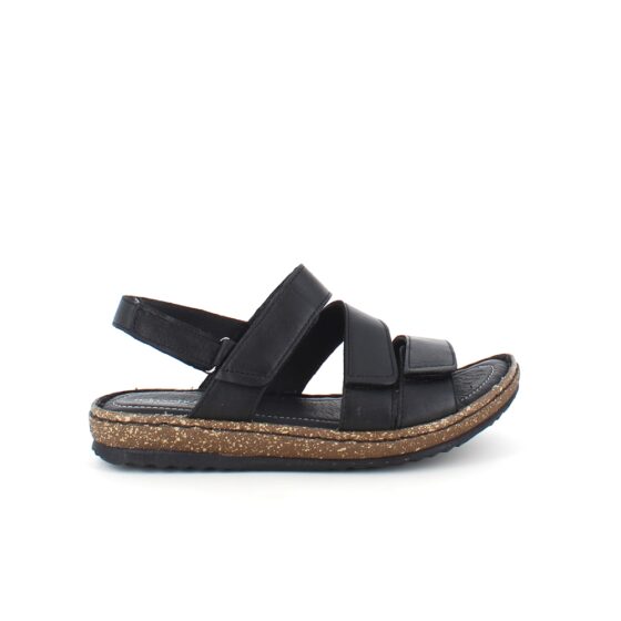 Svart skinnsandal med fyra justerbara remmar från Relaxshoe