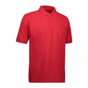 Nybo Röd Herr Prowear Pikétröja, slitstark, med bröstficka