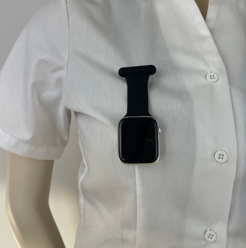 Svart silikonrem till Apple Watch för vårdpersonal
