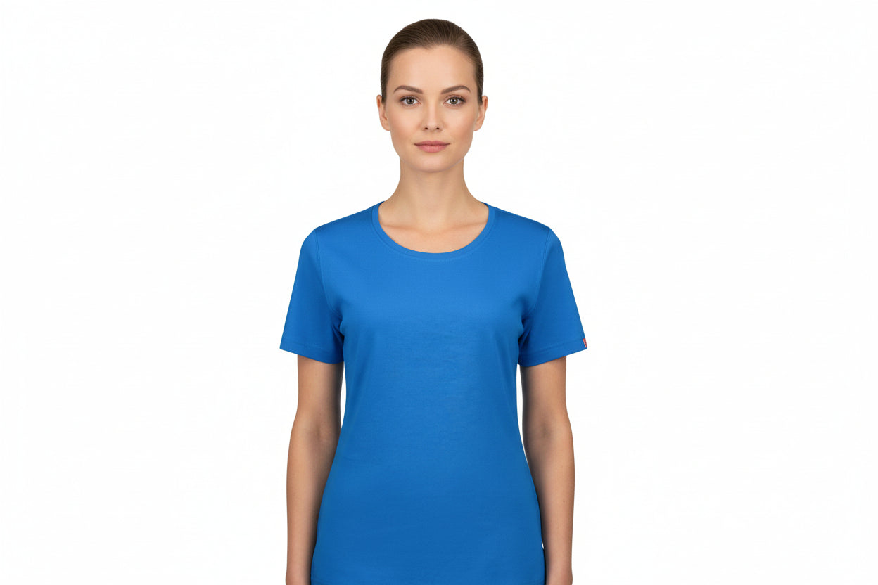 Turkos dam-t-shirt med rund hals