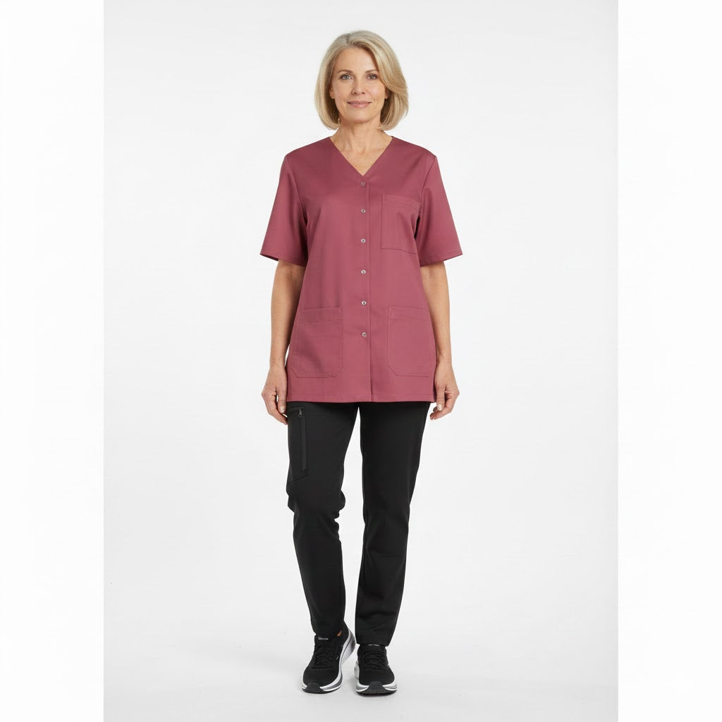 Nybo Ljus Bordeaux Dam Charisma Premium Tunika, Kortärmad, Temperaturreglerande, Slitsar