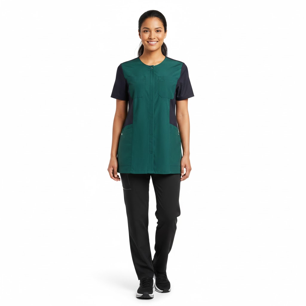 Nybo Mörkgrön Unisex Sporty Mix-tunika, Kortärmad, Andningsbar och Elastisk