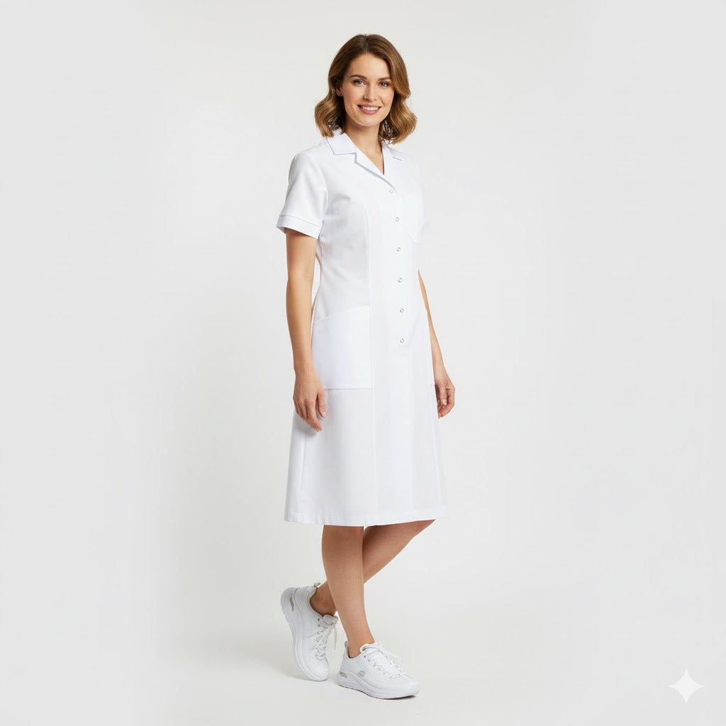 Nybo Hvid Dame Princess Kjole, raglanärmar, feminin passform