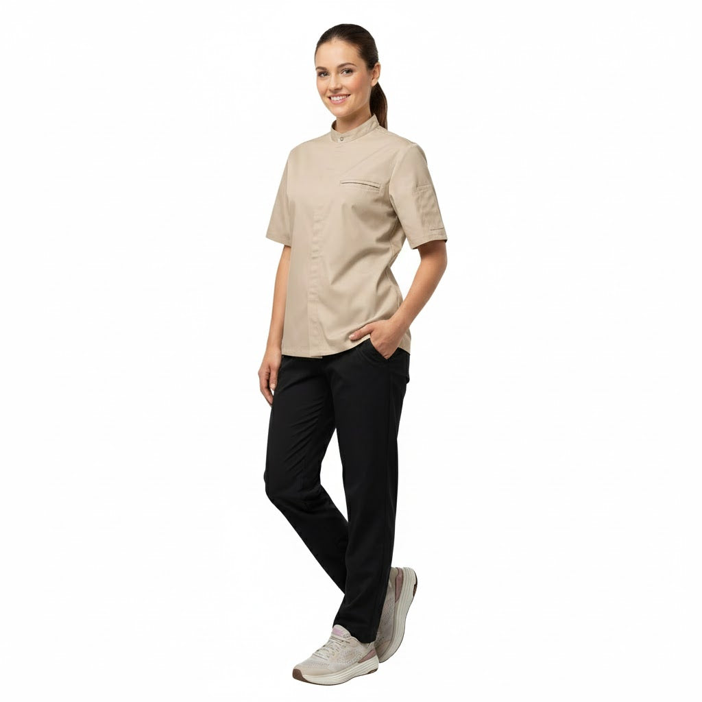 Nybo Khaki Unisex New Nordic Kockjacka, Kortärmad, Ergonomisk, Stretchbar