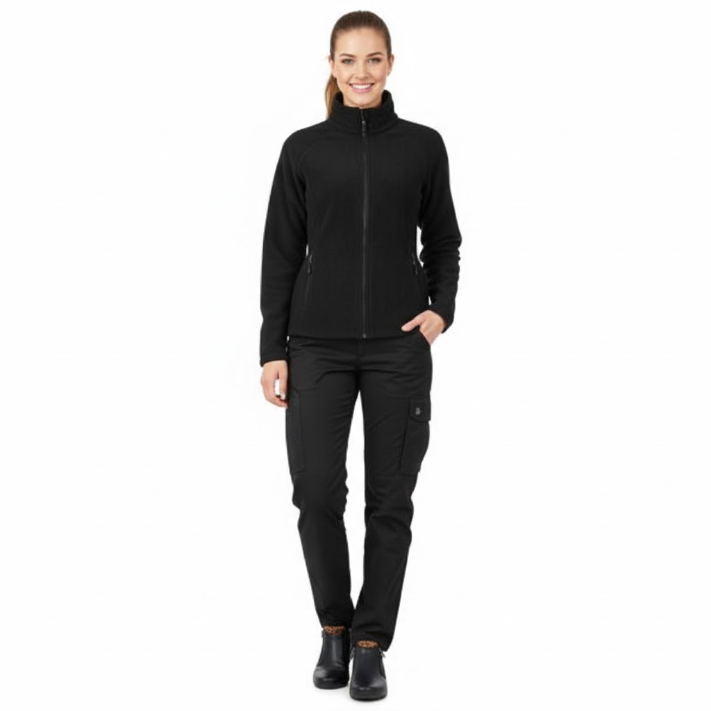 Nybo Svart Dam Shirts & Outdoor Microfleece Cardigan, Lätt Figursydd