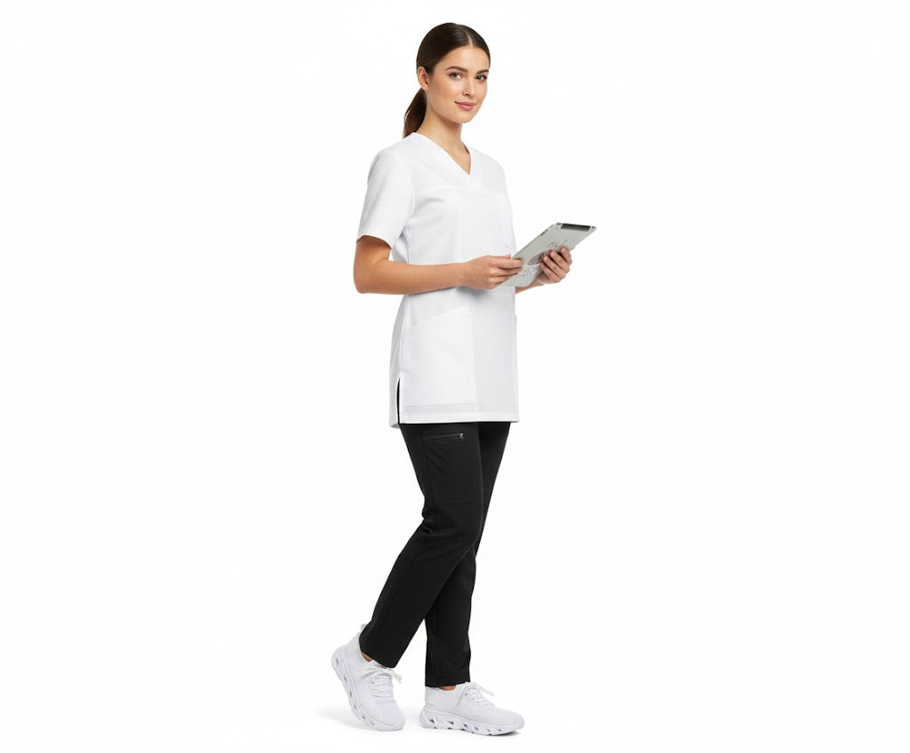 Nybo Vit Unisex Heart Tunika, Andningsbar, Rymlig Passform
