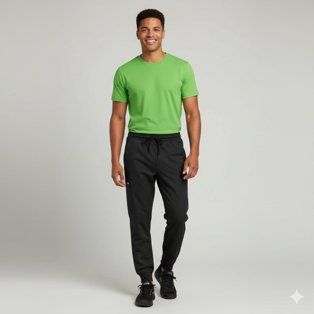Nybo Svart Herr Garçon Street-Pants, Kort, Ribbad, Resår, Komfort