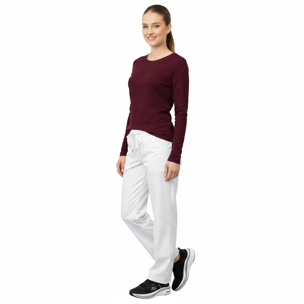 Långärmad dam-t-shirt i mörkbordeaux