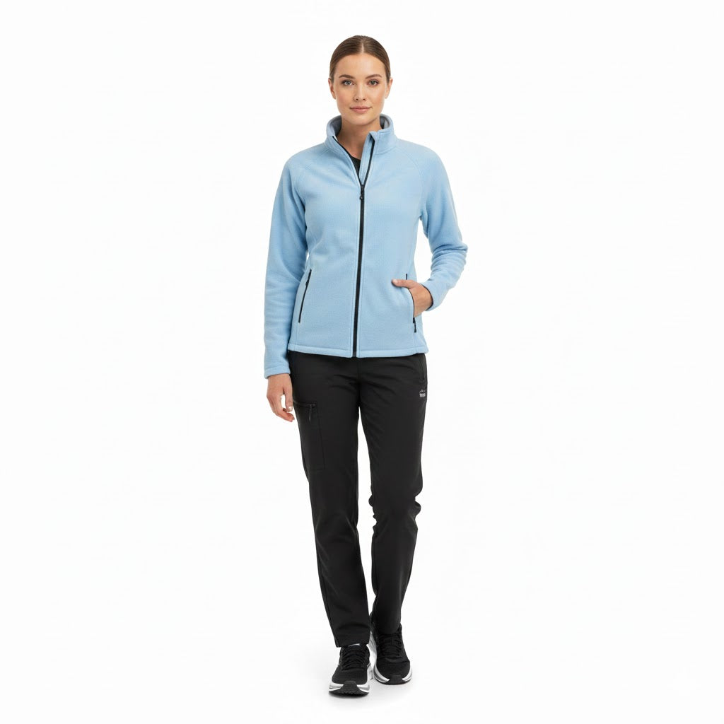 Nybo Ljusblå Dam Shirts & Outdoor Microfleece Cardigan, Antipilling, Lätt Figursydd