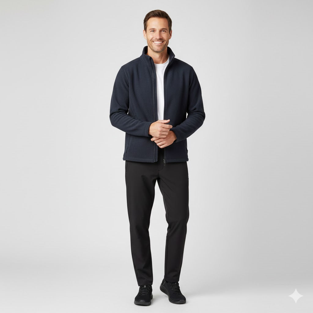 Nybo Navy Herrmikrofleececardigan — Shirts & Outdoort, antipilling och resår i nederkant