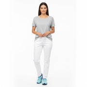 Nybo Hvide Unisex Harmonybukser, pull-on, stretch, figursmickrande passform